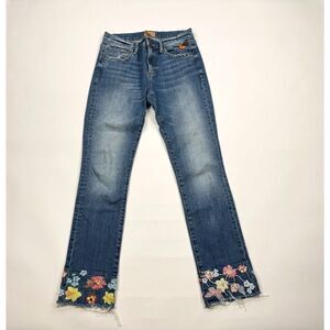 Driftwood Colette Embroidered Distressed Jeans Women 27 Stretch 5-Pockets Cotton